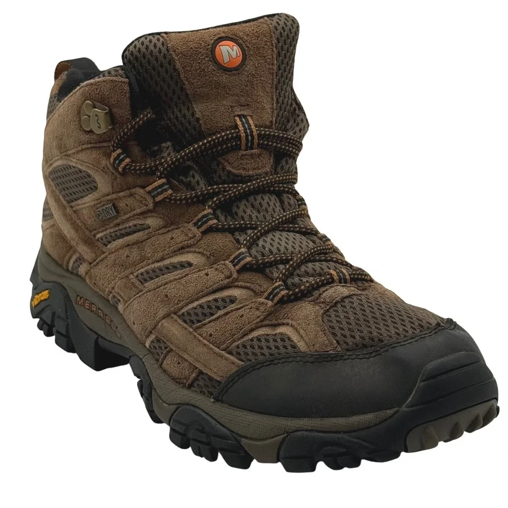 Merrell Moab 2 Mid Waterproof Hiking Boots Vibram Men's Size 10.5 Earth Brown